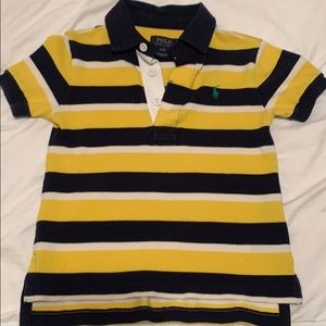Ralph Lauren Navy Yellow Striped Polo Shirt 3T
